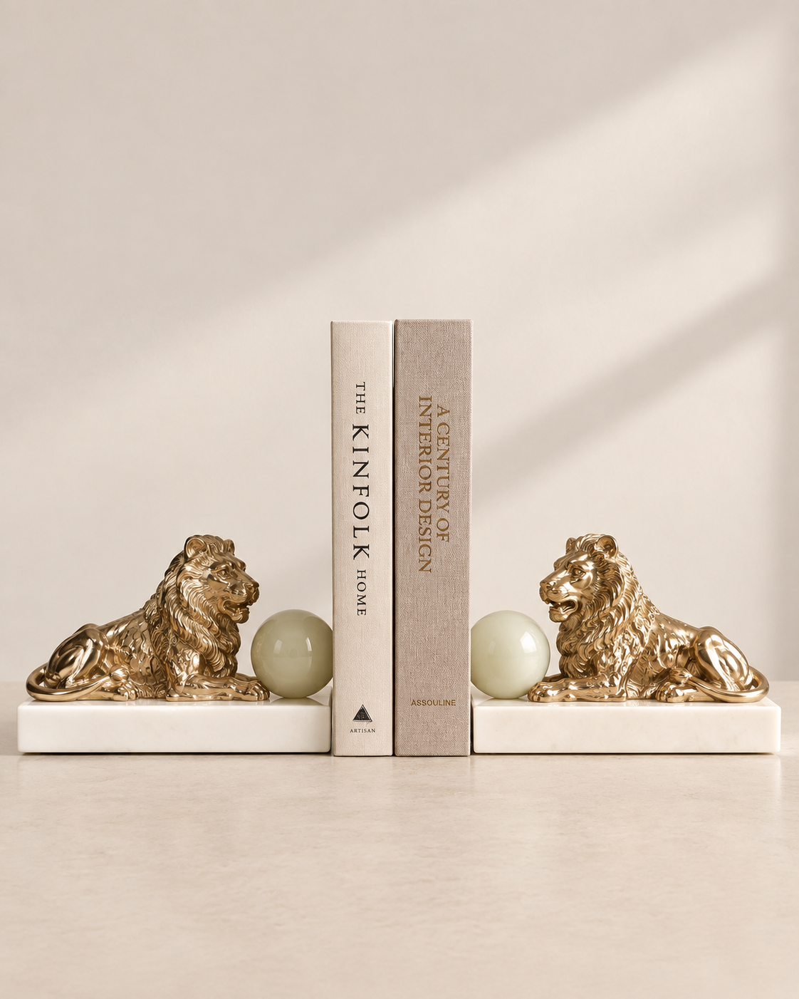 Sculptural Copper Lion Bookends