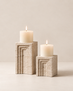 Sculptural Travertine Candle Holder