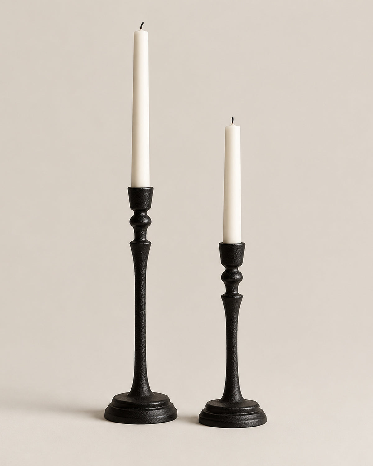Sculptural Cast Iron Candle Holders