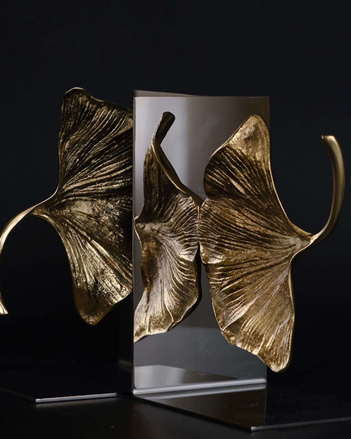 Sculptural Ginkgo Leaf Bookends