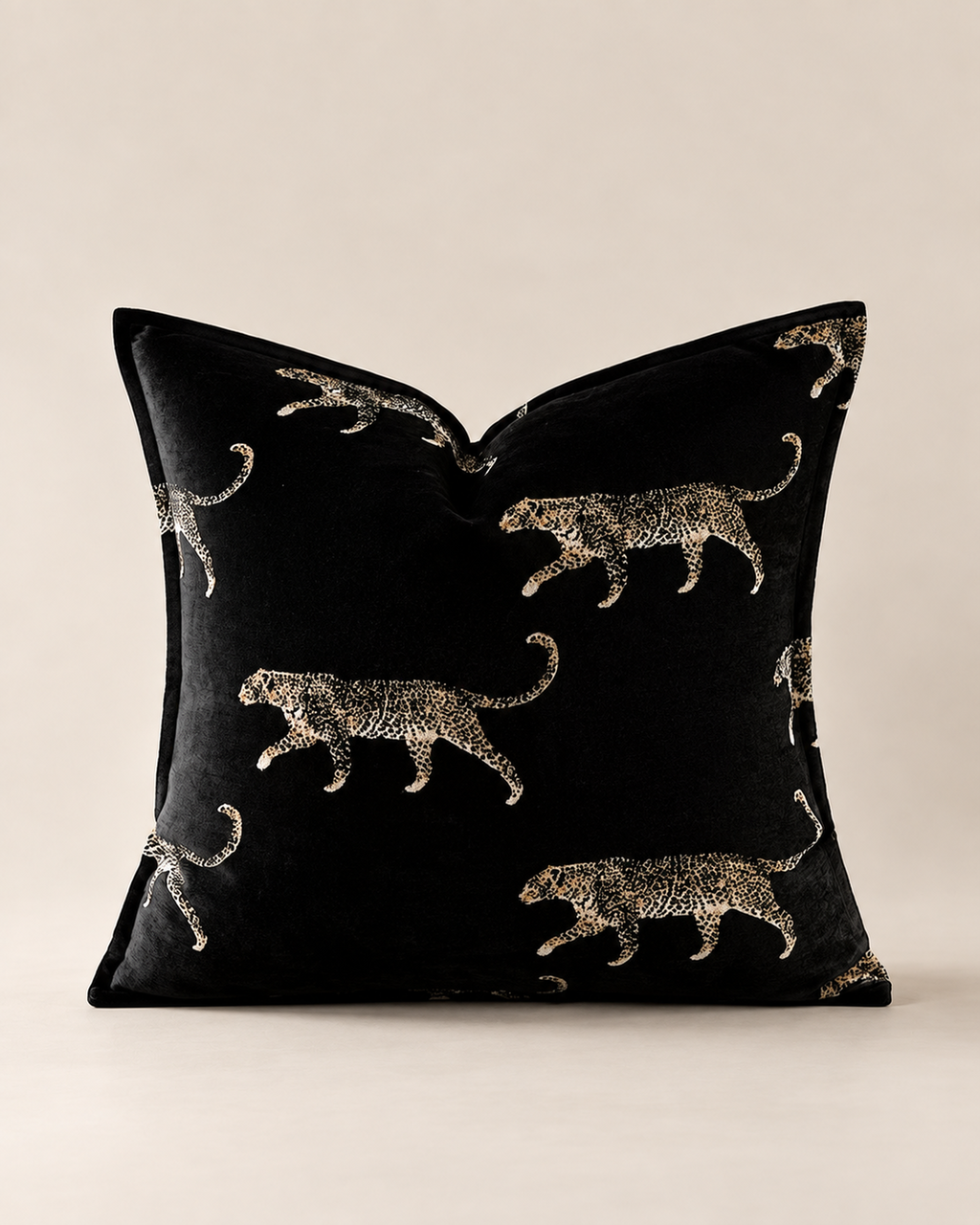 Gold Leopard Velvet Throw Pillow