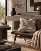 Ivory Taupe Abstract Textured Throw Pillow