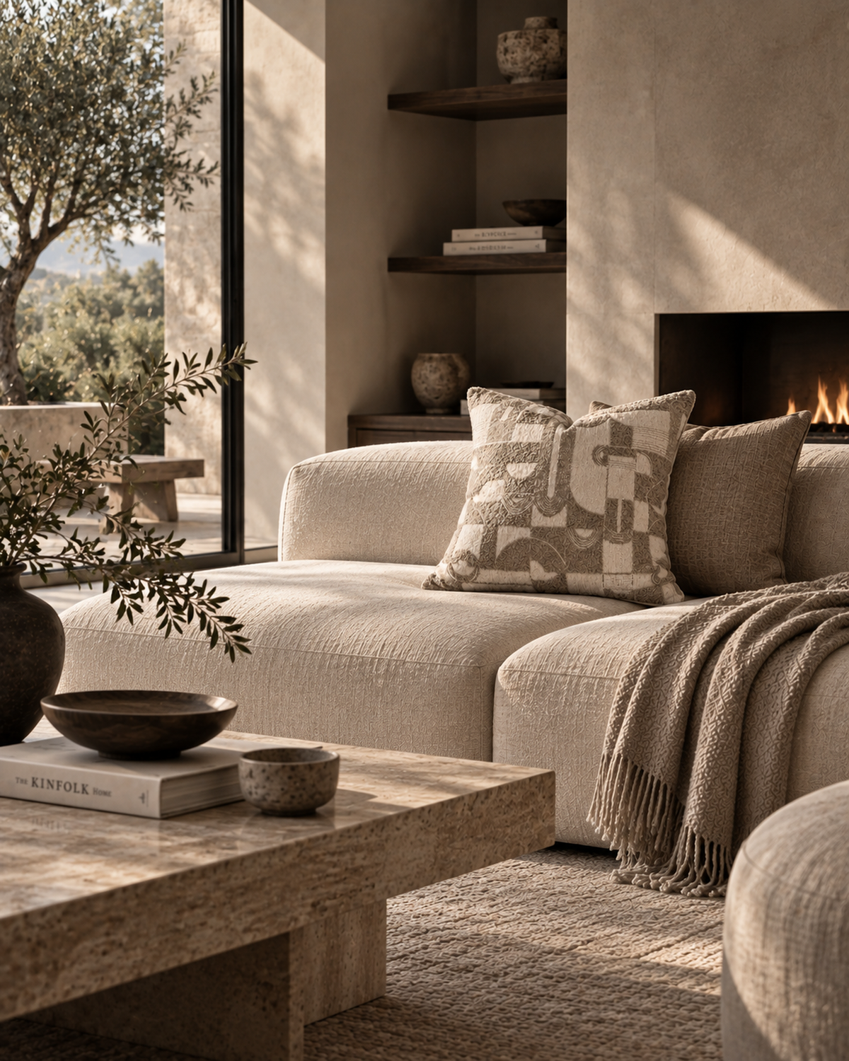Textured Wool & Linen Patchwork Pillow