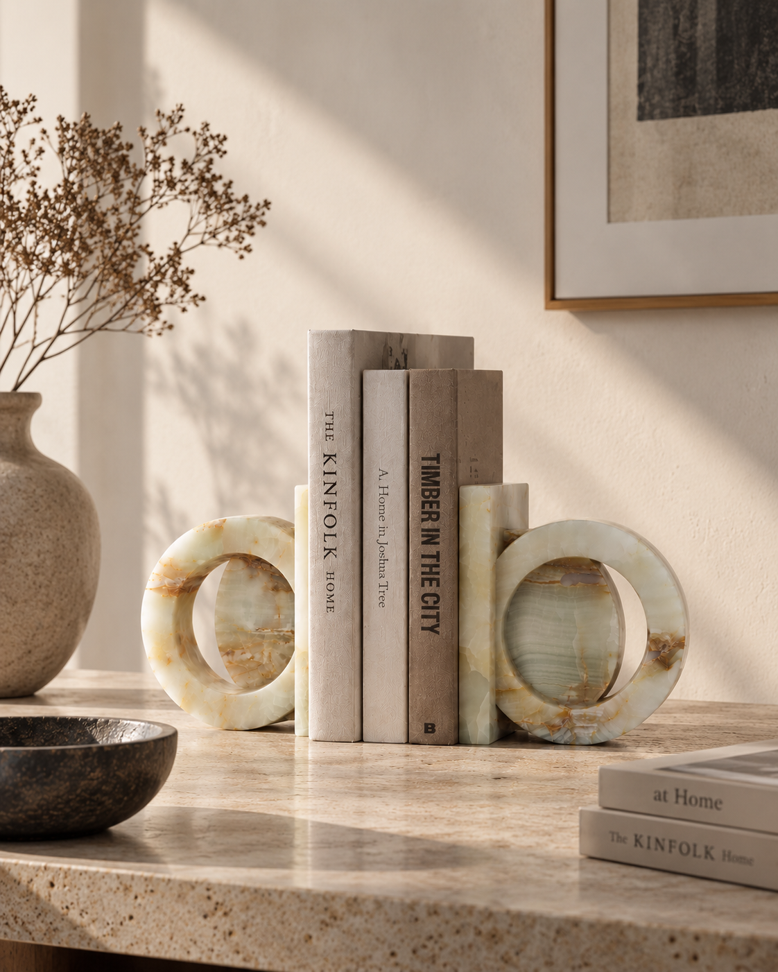 Sculptural Natural Jade Bookends