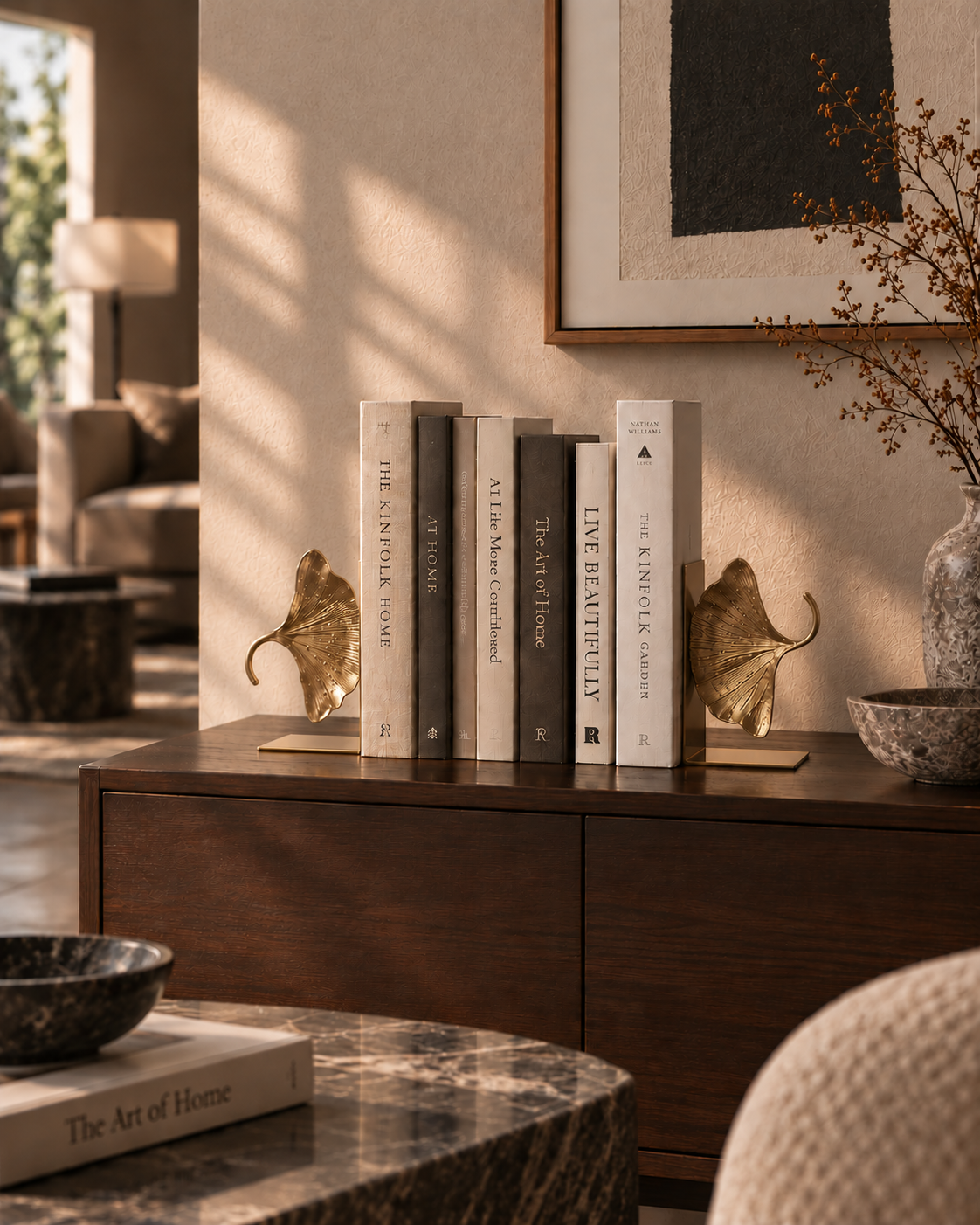 Sculptural Ginkgo Leaf Bookends