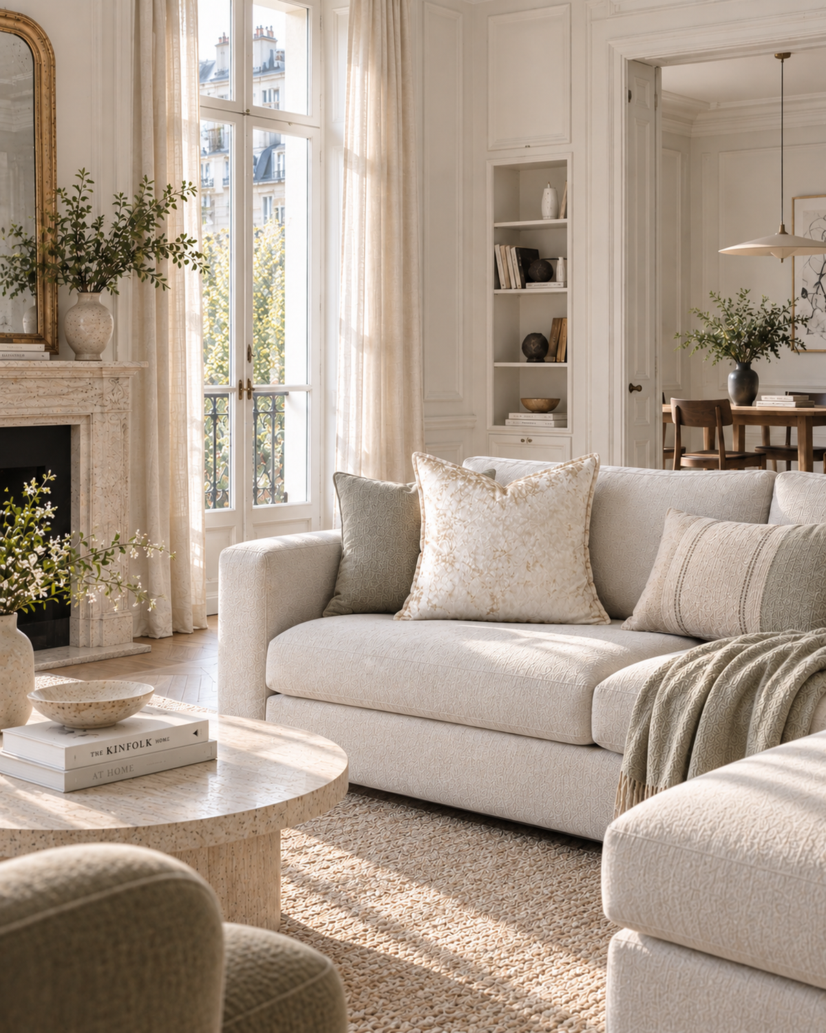 Ivory Velvet Decorative Throw Pillow