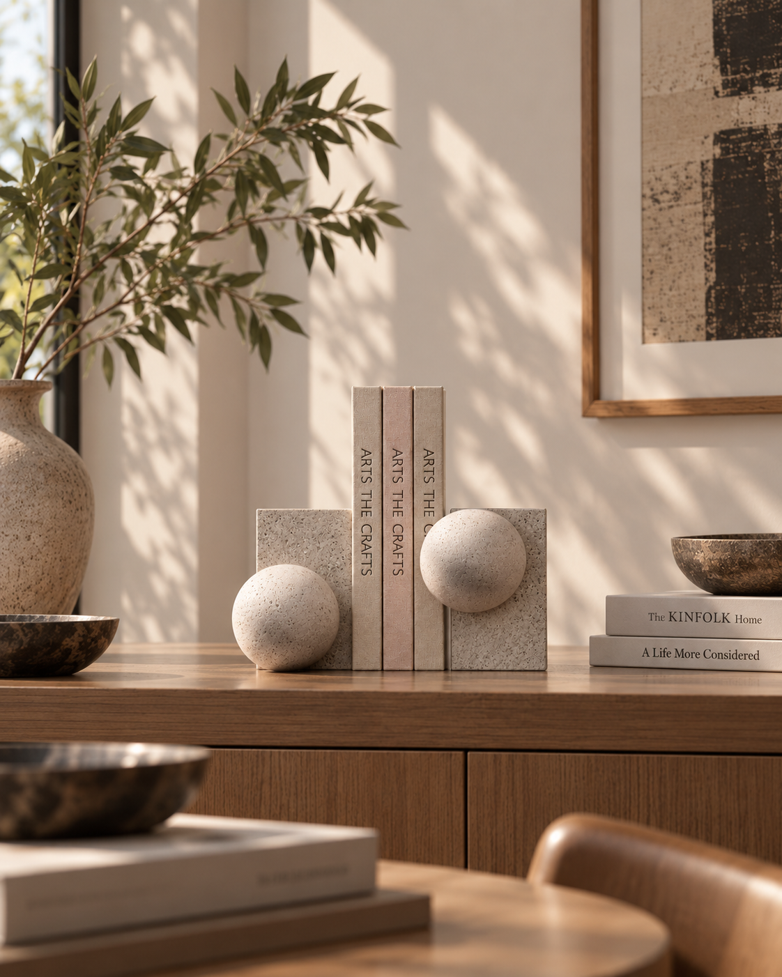 Sculptural Marble Bookends