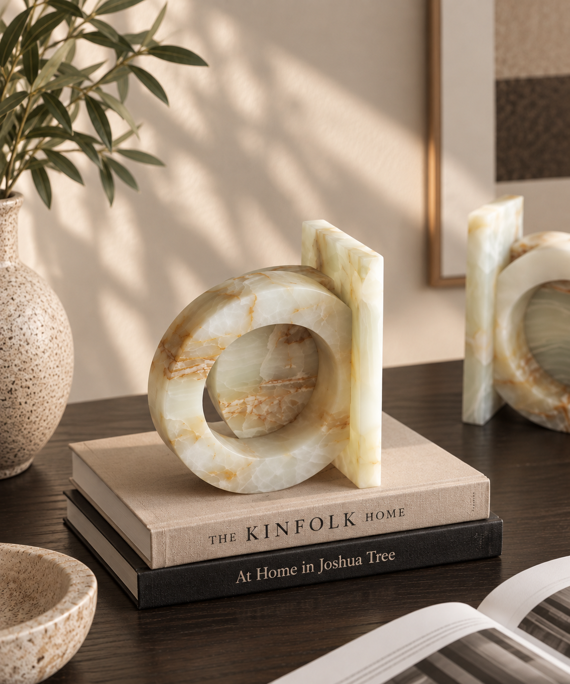 Sculptural Natural Jade Bookends