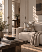 Ivory Taupe Abstract Textured Throw Pillow
