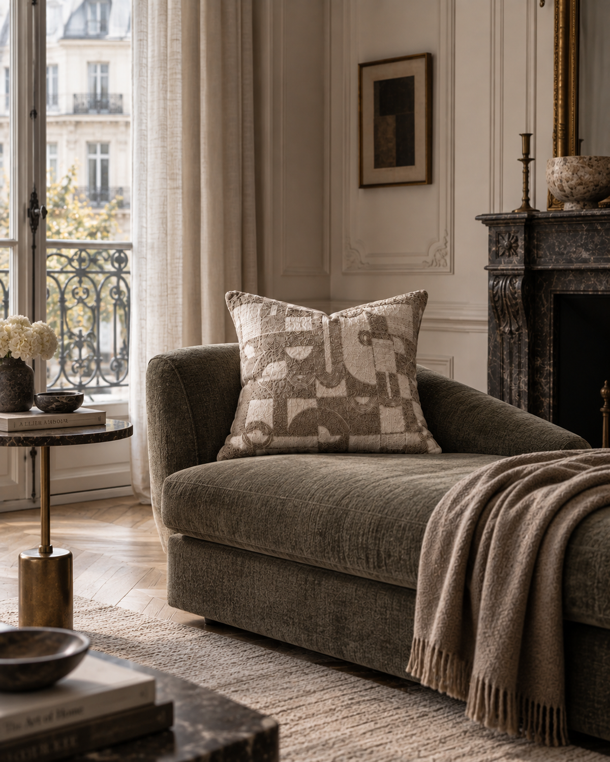 Textured Wool & Linen Patchwork Pillow