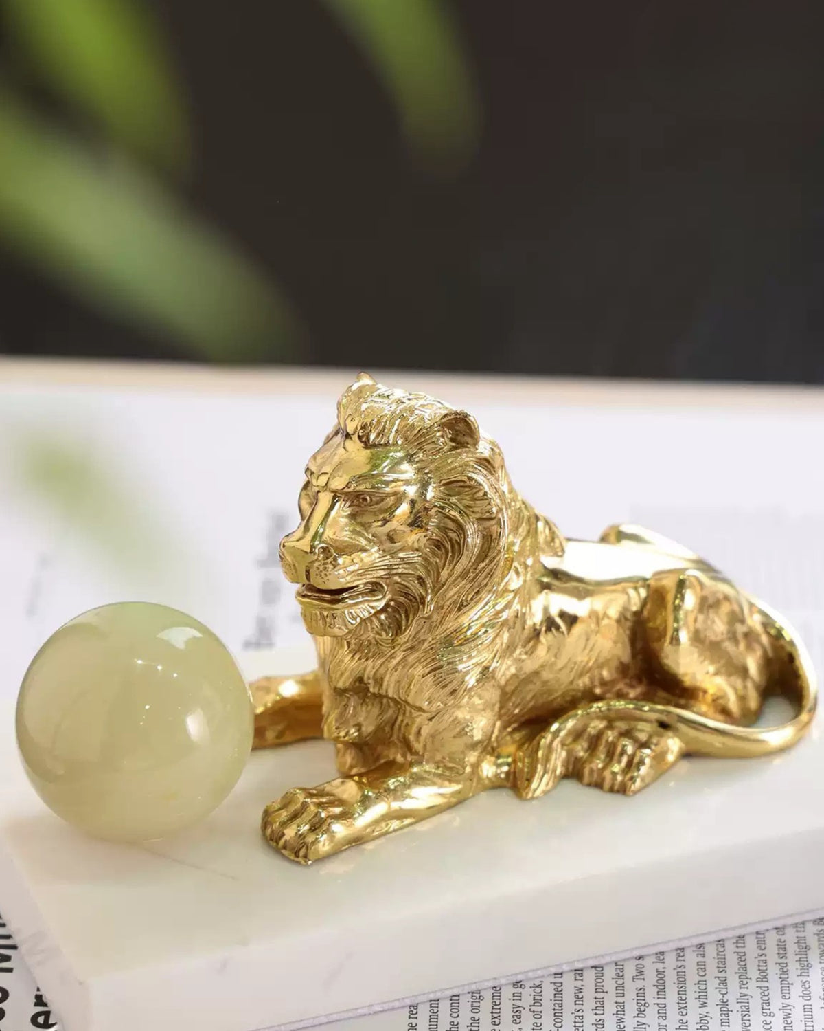 Sculptural Copper Lion Bookends