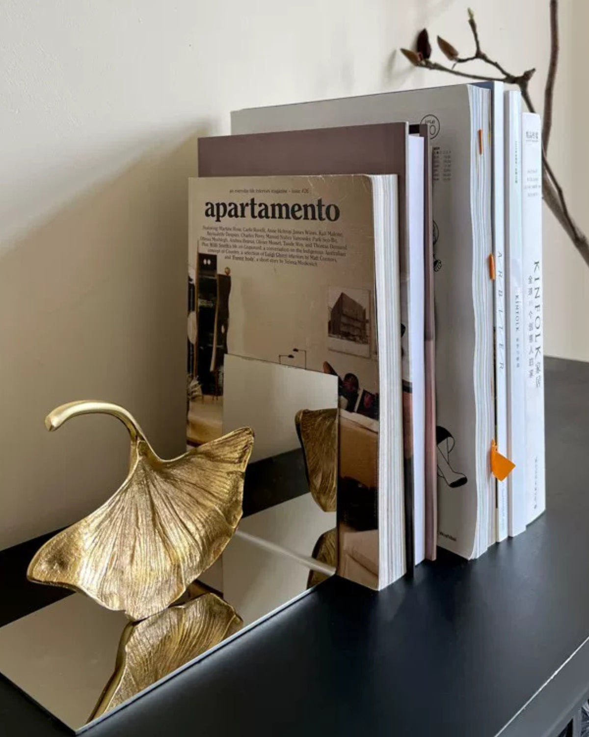Sculptural Ginkgo Leaf Bookends