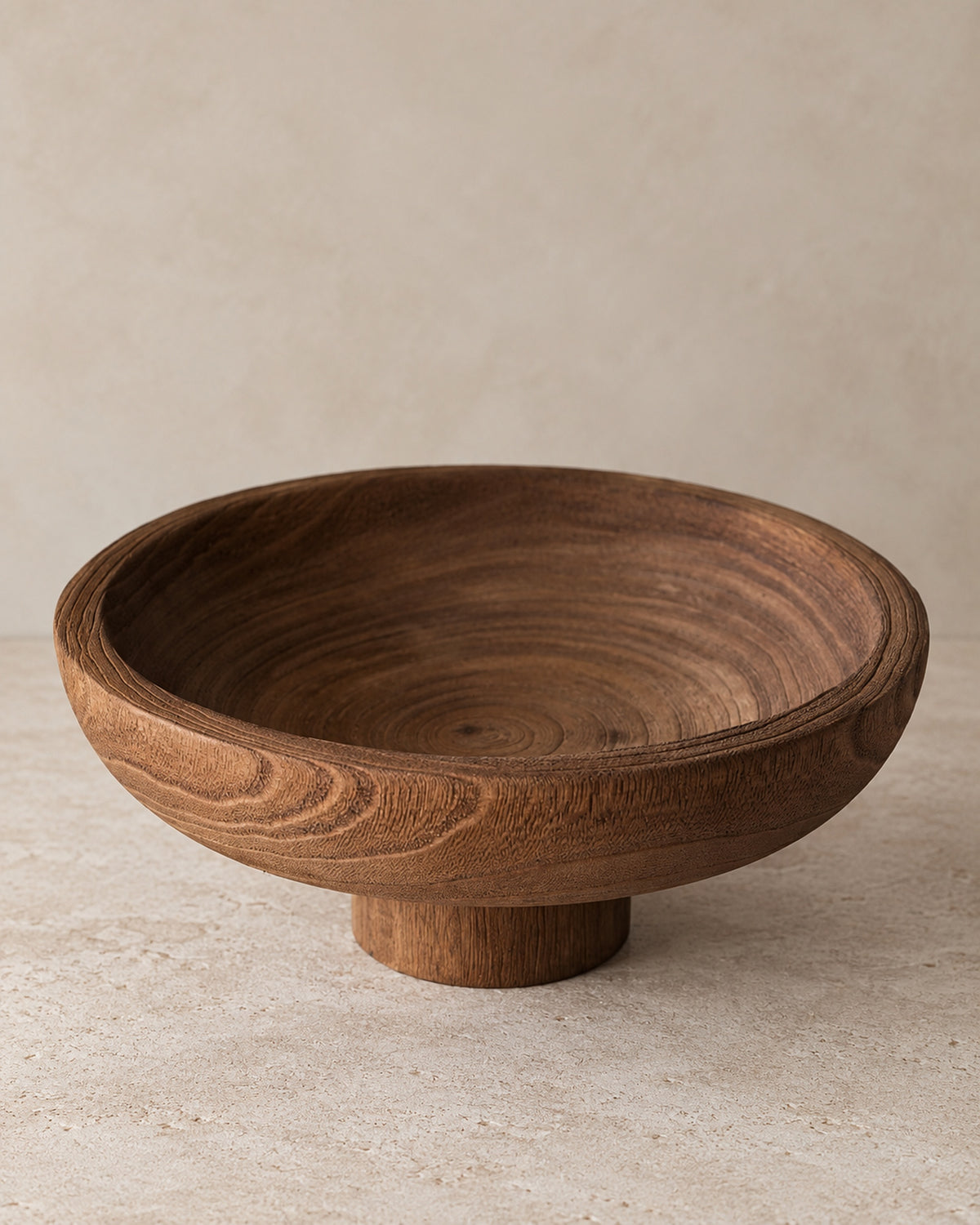 Sculptural Wooden Pedestal Bowl