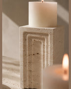 Sculptural Travertine Candle Holder