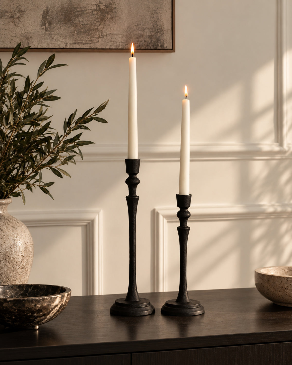 Sculptural Cast Iron Candle Holders