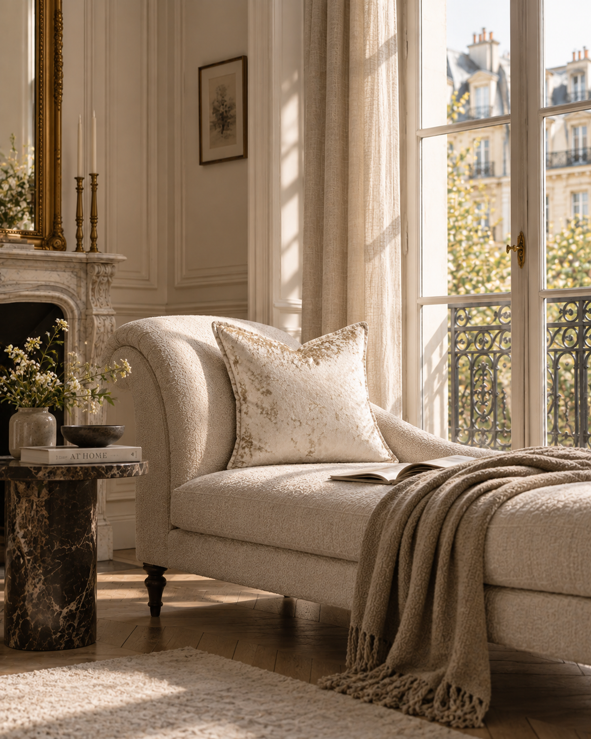 Ivory Velvet Decorative Throw Pillow