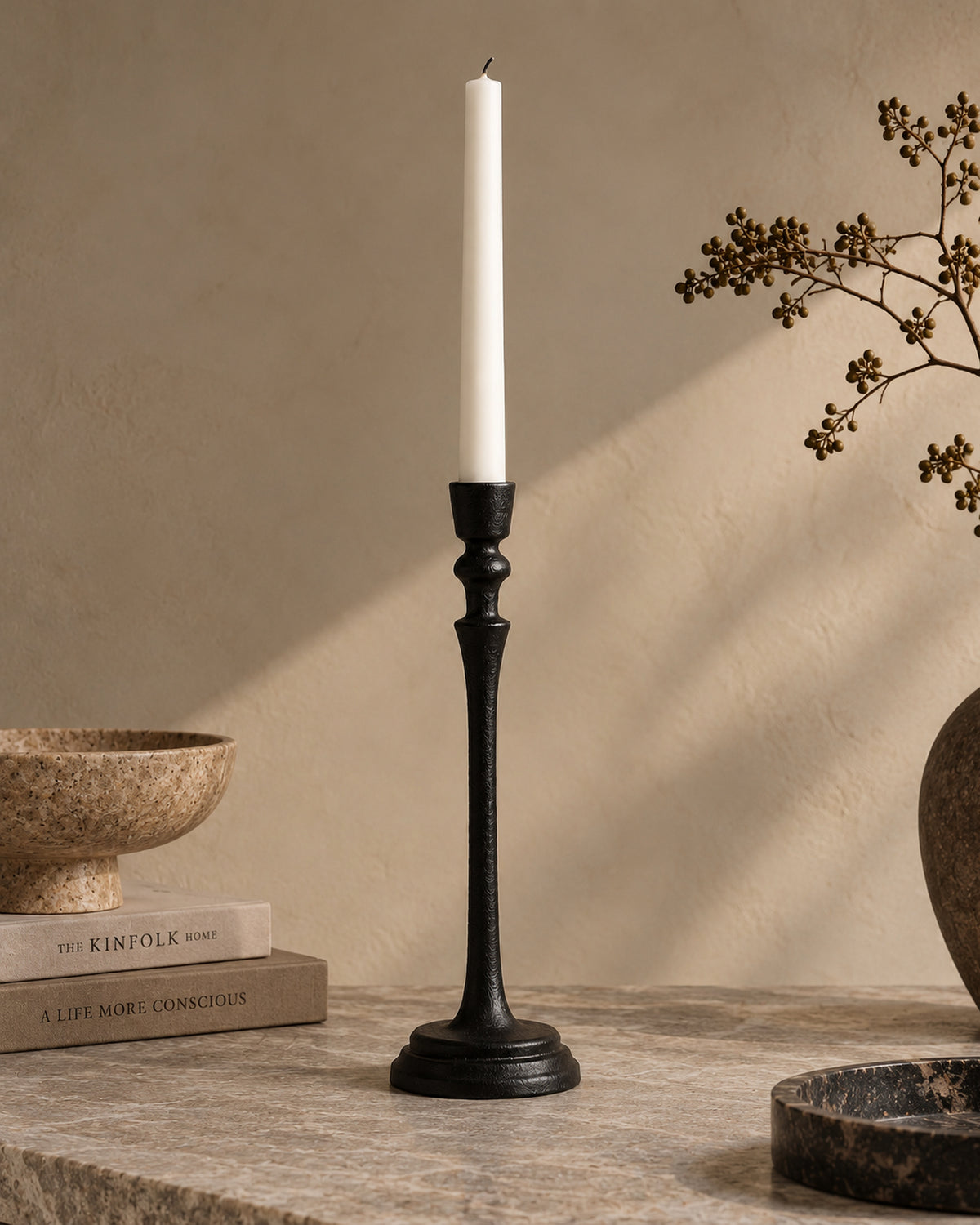 Sculptural Cast Iron Candle Holders