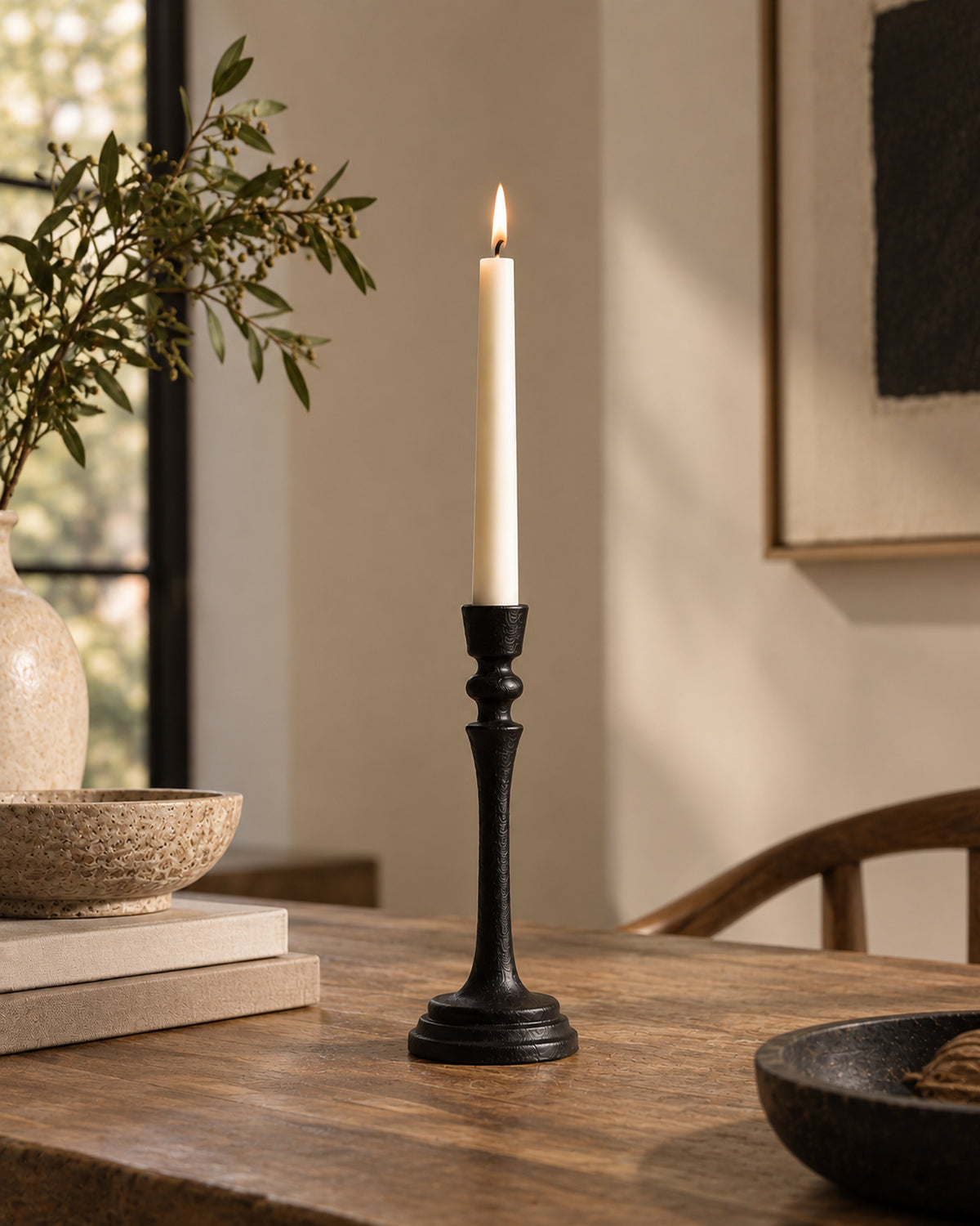 Sculptural Cast Iron Candle Holders
